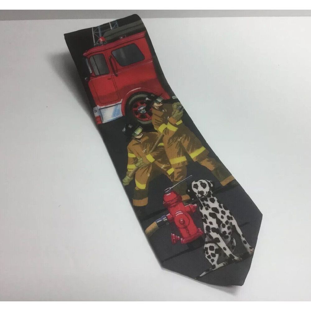 Ralph Marlin‎ 1995  Mens Fireman Tie Fire truck Firefighters Dalmatian  Necktie